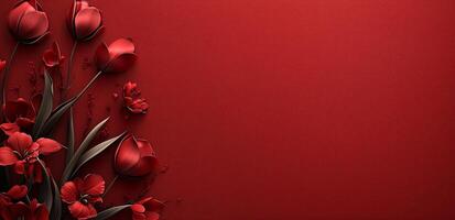 Red floral arrangement on a vibrant background for decoration or design inspiration photo