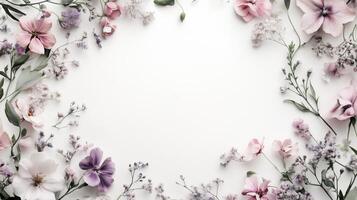 Elegant floral arrangement in soft pastel colors with space for text or design elements photo