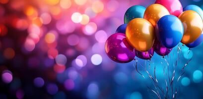Colorful balloons create festive atmosphere for celebration during evening event photo