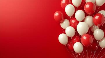 Festive red and white balloons create a cheerful atmosphere for celebrations or events photo