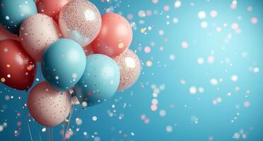 Colorful balloons with confetti creating a festive atmosphere for celebrations or events photo