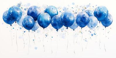 Colorful blue balloons adorn a festive backdrop for celebrations and events photo
