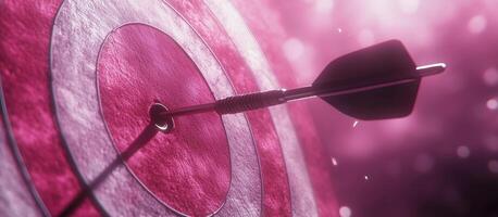 Dart hitting the center of a colorful target in a vibrant atmosphere photo