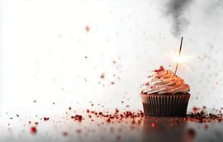 Sparkling cupcake with festive decoration and celebration vibes at a party event photo