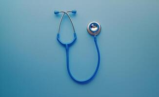 Health care tool displayed on a blue background showcasing the stethoscope design and color photo