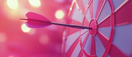 Dart hitting the bullseye on a vibrant target during a colorful game night photo