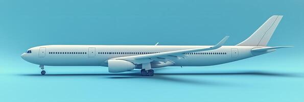 Modern airplane design on a vibrant blue background showcases sleek lines and advanced technology photo
