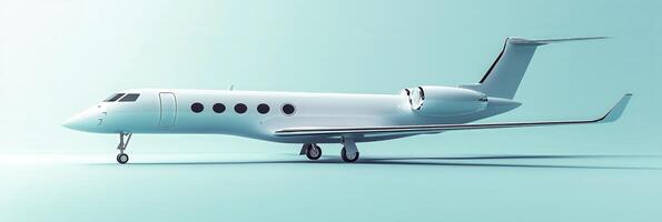 Modern private jet positioned against a light background showcasing sleek design and luxury features photo
