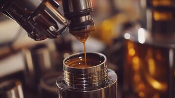 A closeup of grease being manually applied to the bearings of a robotic arm in a manufacturing plant emphasizing attention to detail photo