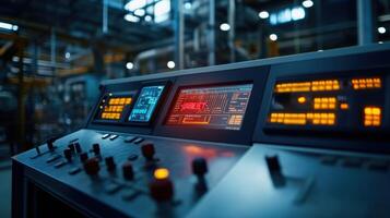 An industrial control unit with multiple blinking lights and a central display screen where a red URGENT notification is flashing in the middle of operational data photo