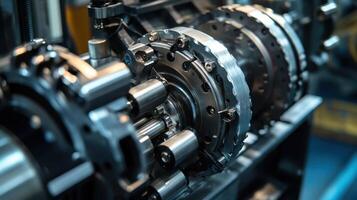 Close up of electric motor components showing manufacturing precision photo
