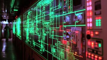 Electronic diagram displaying complex circuitry in manufacturing plant photo