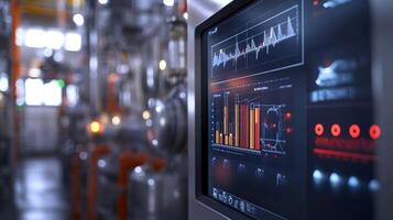 Monitoring system displaying real time data in industrial factory photo