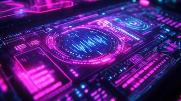 Futuristic hud display showing complex data analysis and processing photo