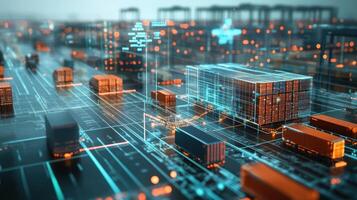 Logistics network managing cargo containers with artificial intelligence photo
