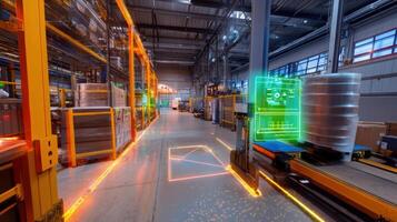 Smart factory using artificial intelligence, augmented reality and automated guided vehicle system managing production line photo