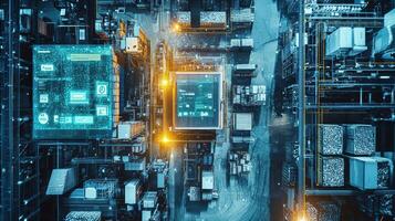 Smart factory using artificial intelligence and augmented reality showing data flow photo