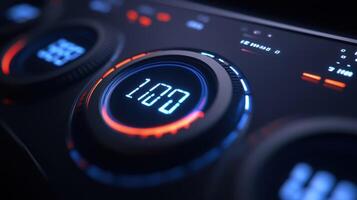 Digital control panel showing the number 120 with futuristic design photo