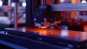 3d printer creating object layer by layer with laser precision in modern factory photo
