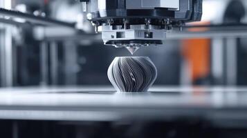 3d printer creating modern vase in laboratory setting photo