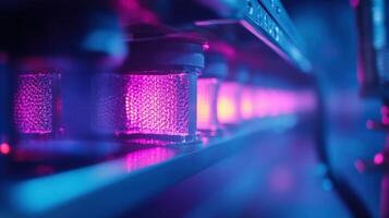 Quantum computing processors emitting light in data center photo