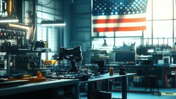 High tech equipment stands ready in modern american workshop photo