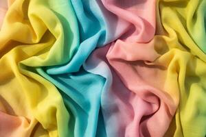 wavy crumpled Gradient rainbow fabric abstract background texture. photo