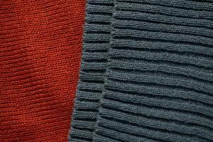 Close up dark grey knitted fabric abstract background texture. photo