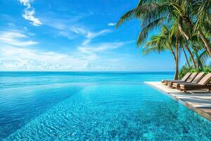Beautiful luxury swimming pool in hotel pool resort photo