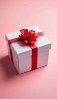 illustration of a gift box on a vertical pink background photo