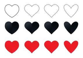 Black and red hearts. Black and red heart shapes on white background. vector