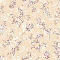 Seamless pattern wild flower soft color vector