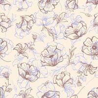 Wild flower pattern soft color vector