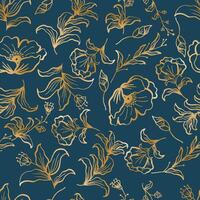 Stylist Hibiscus color pattern, gold color vector