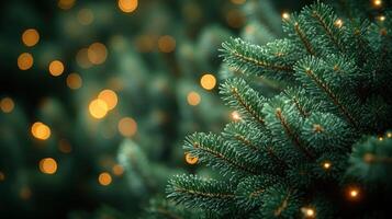 Glowing lights dance on the branches, creating a magical winter atmosphere photo