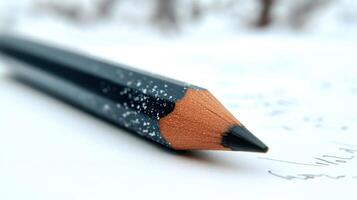 The sharpened pencil lies silently on a blank page, inspiring thoughts and creativity photo