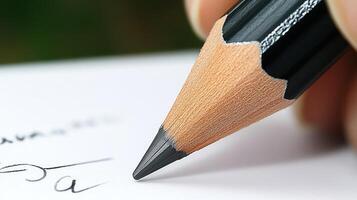 A hand expertly crafts delicate lines on paper using a sharpened pencil photo