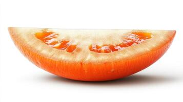A bright cantaloupe slice reveals juicy orange flesh, inviting taste and summer freshness photo