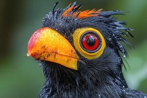A Close Up Of A Rufous Vented Hornbill photo