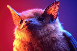 A Close Up Portrait Of A Brown Bat photo
