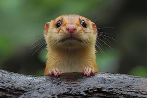 Adorable Golden Mouse Looks Directly at Camera photo