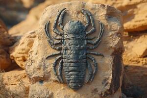 Ancient Scorpion Fossil Embedded In Desert Rock photo
