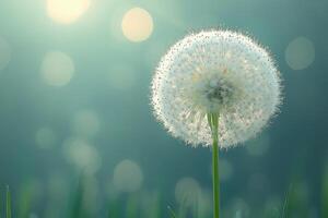 A Single Dandelion Seed Head in Soft Light photo