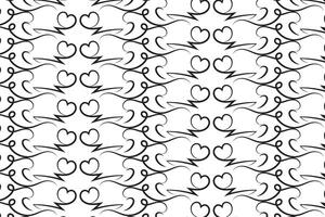 Black and white curly love scroll repeating wrapping paper vector