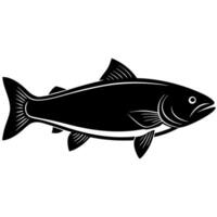 Clean fish icon silhouette perfect for use in oceanic designs. vector