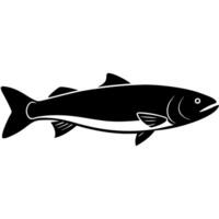 Clean fish icon silhouette perfect for use in oceanic . vector