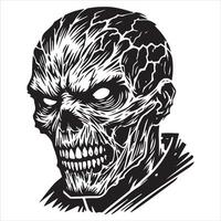 Zombie Skull Clipart Illustration with Gruesome Details vector