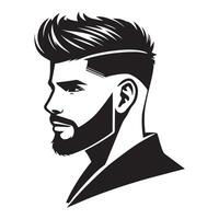 Side Profile of Man with Undercut and Beard - Classic Barber Style vector