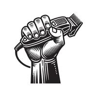 Fist Holding Hair Clipper - Power and Precision Barber Design vector