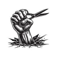 Fist Holding Scissors - Strength and Skill in Barbering vector